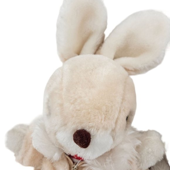 Vintage Amscan Bunny Rabbit Stuffed Animal Plush Beige Brown Zip Jumpsuit - Picture 3 of 9
